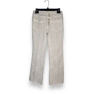 We the Free Liv Printed Boho Cropped Flared Pants In Ivory Size 24